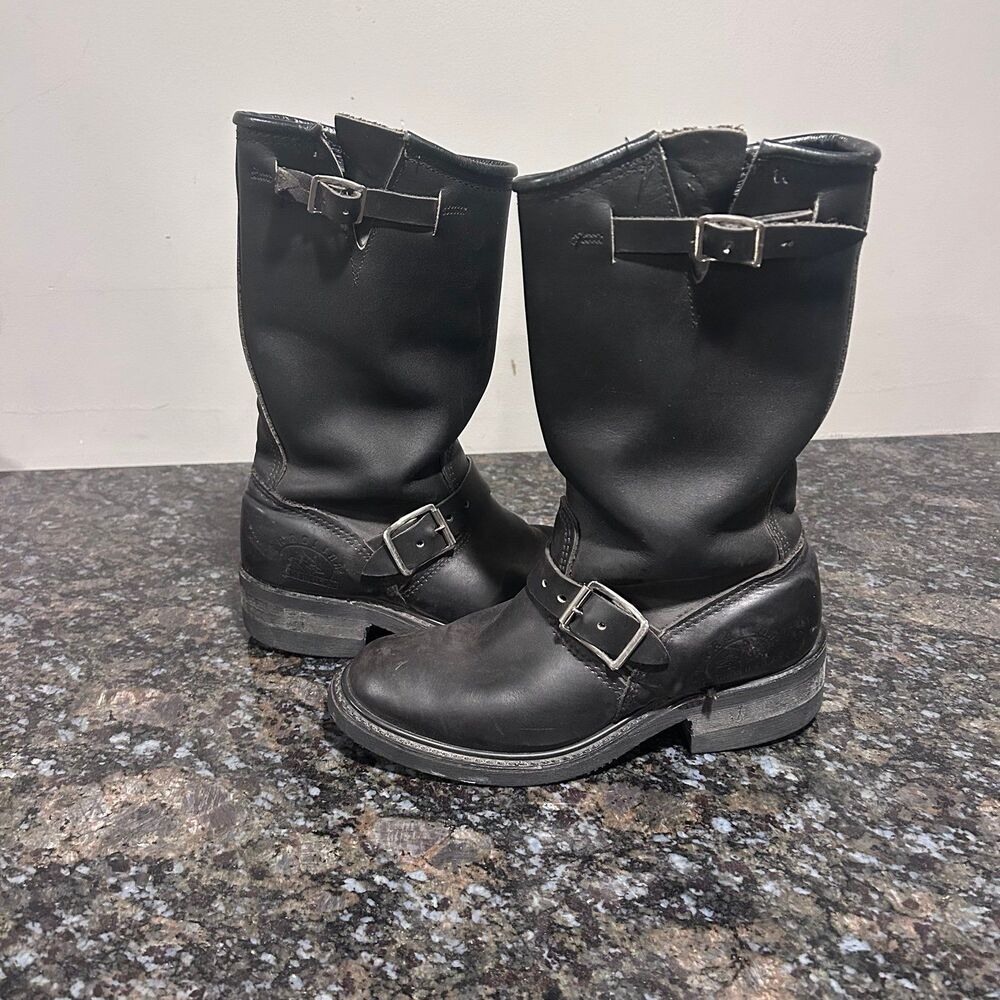 Carolina Engineer Motorcycle Boots Biker Black Leather Made in USA Womens Sz 6